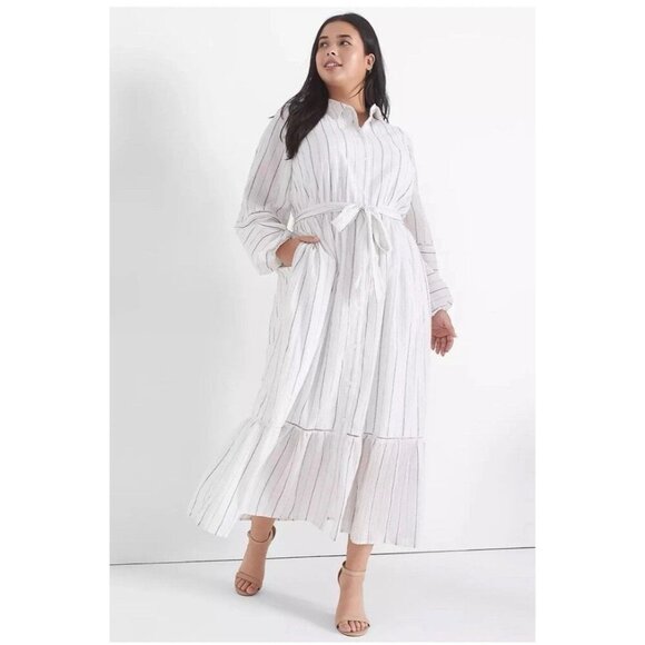 Lane Bryant NEW Striped Blouson Midi shirt Dress‎ long sleeve Size 20P flowy - Picture 1 of 15